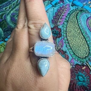Moonstone Larimar ring size 11